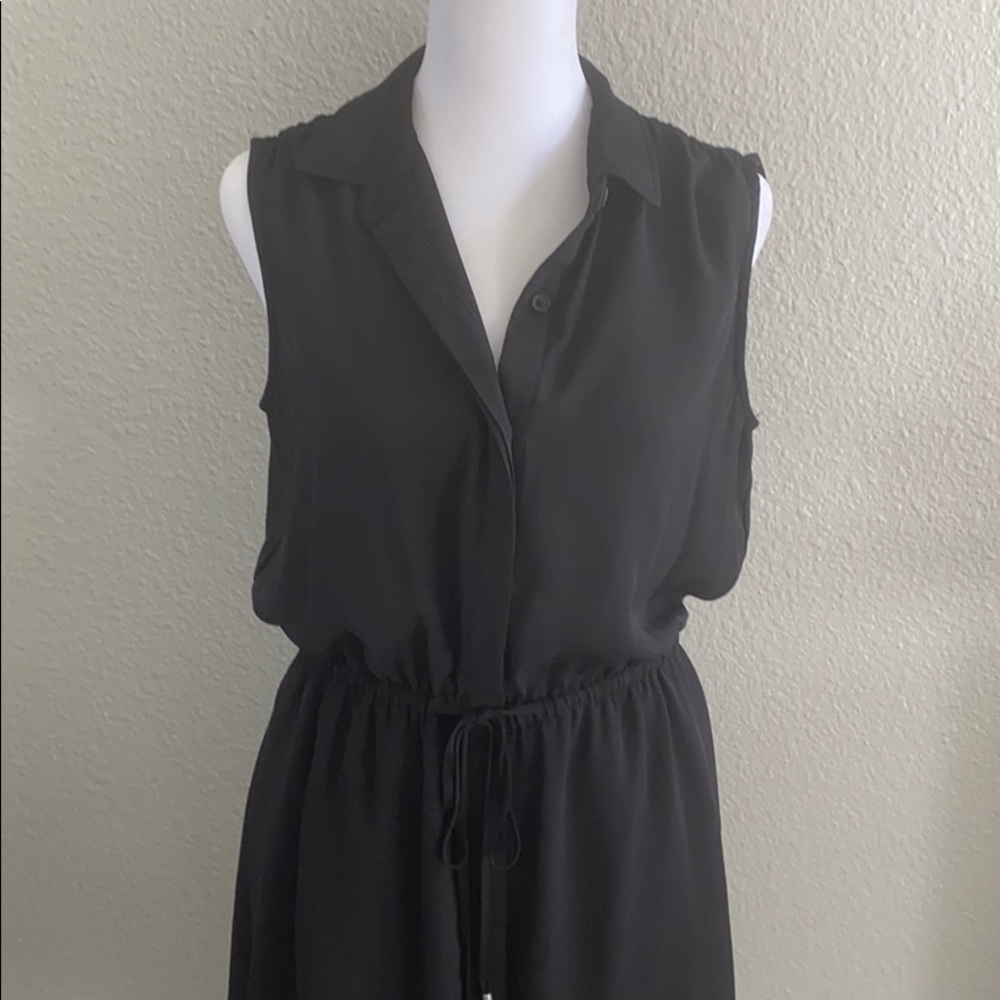 Adjustable button up flattering black dress